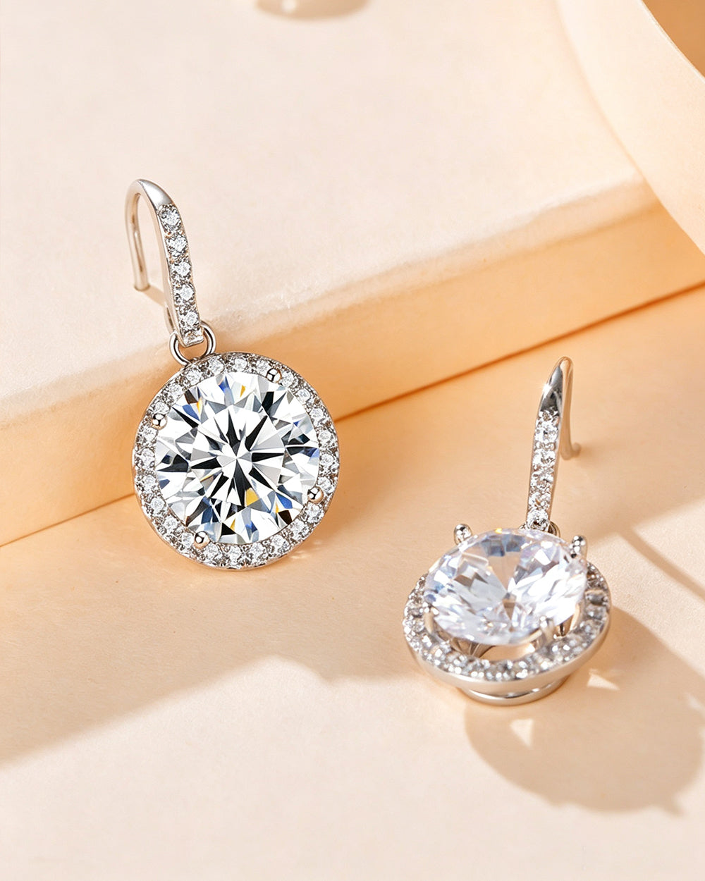 Rhodium Plated CZ Drop Earrings