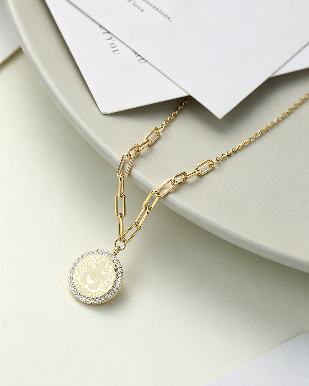 14K Gold Plated Classic CZ Pendant Necklace