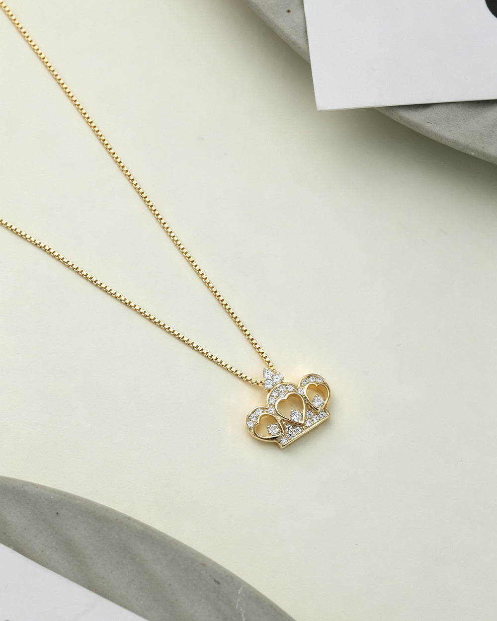 14K Gold Plated Round CZ Pendant Necklace