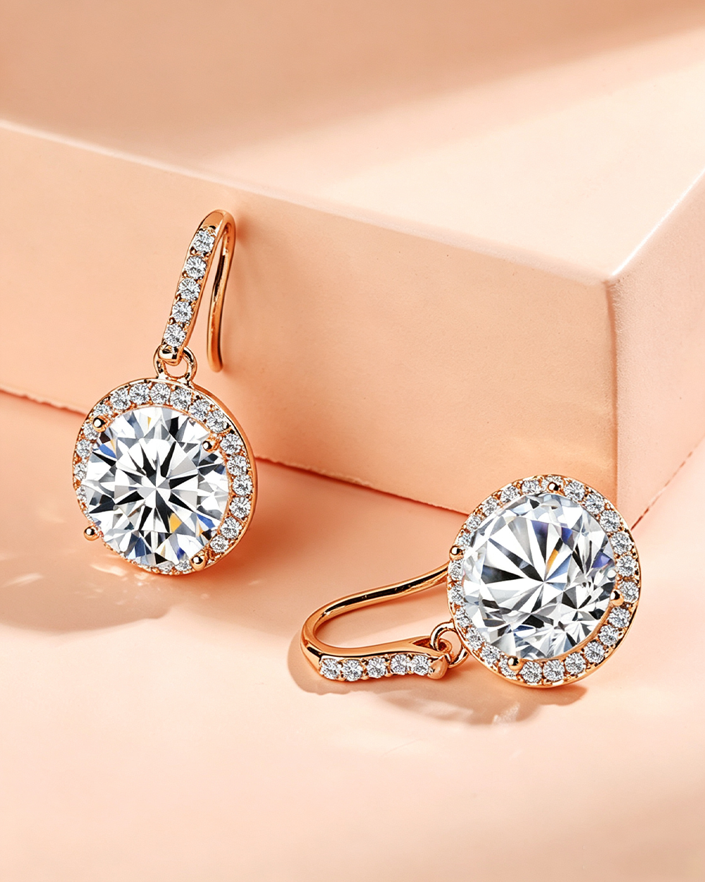 14K Gold Plated CZ Drop Earrings