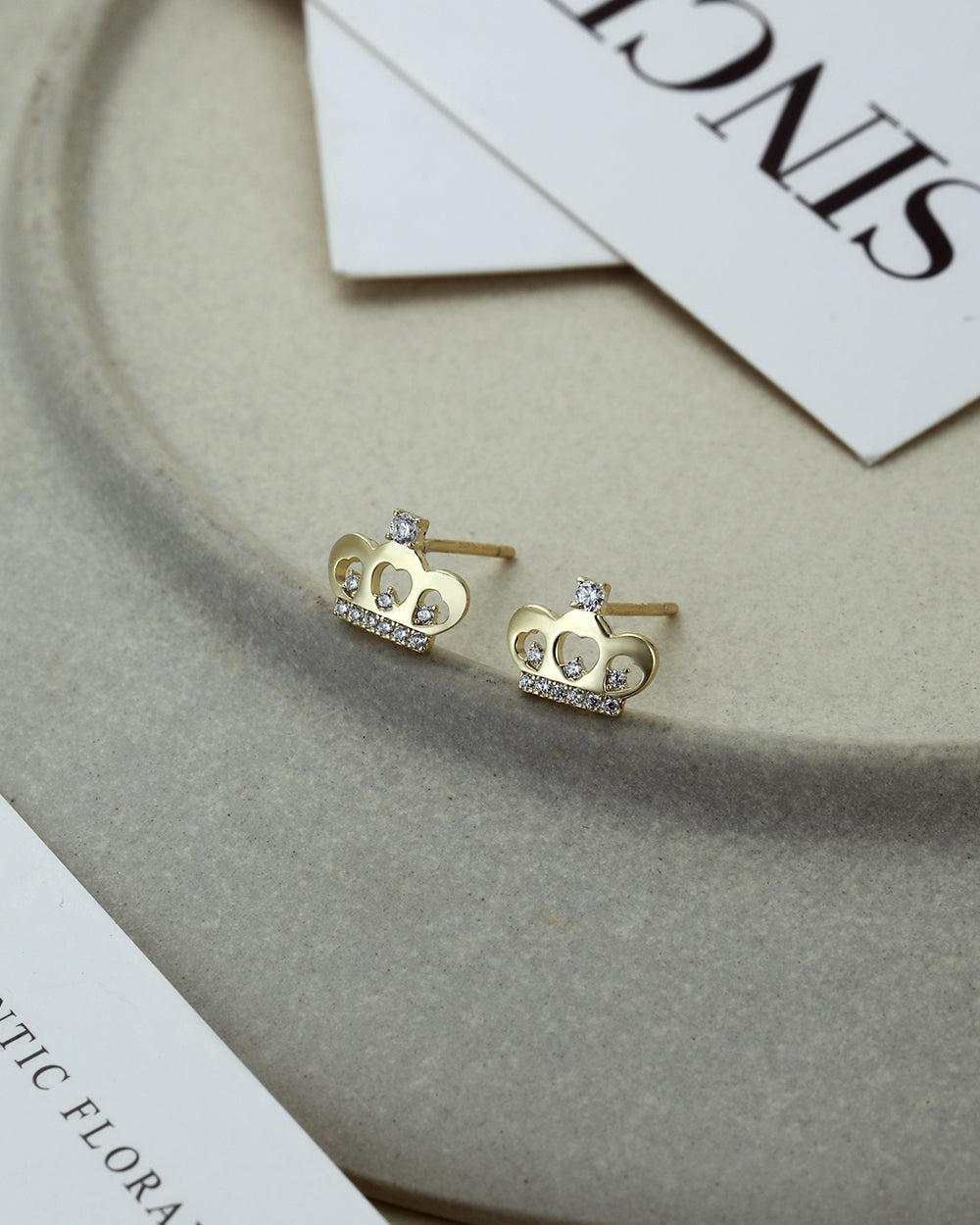 14K Gold Plated CZ Stud Earrings