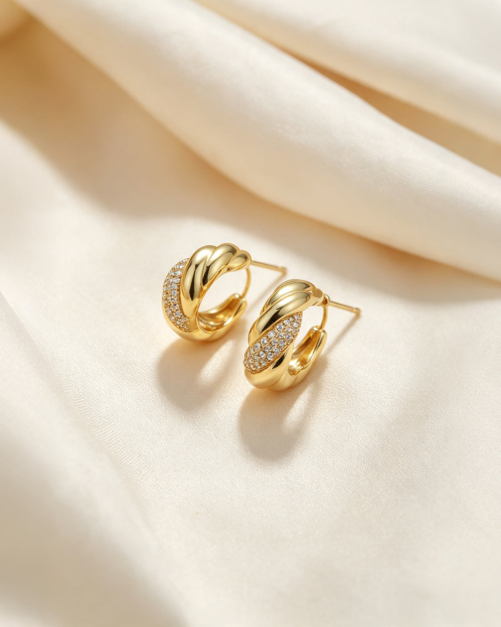 Twist Huggie Hoop Earrings