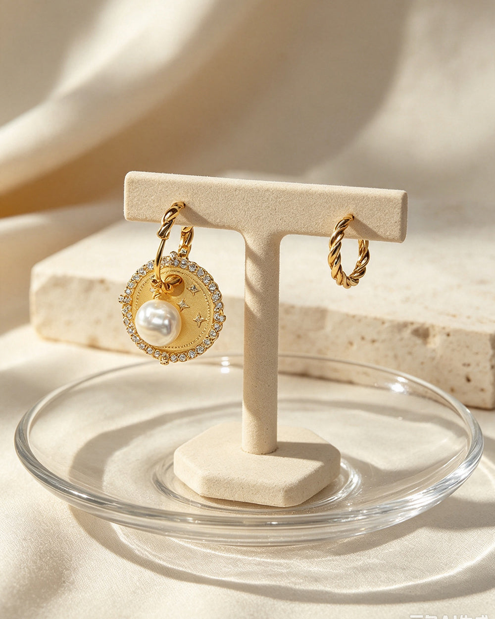 14K Gold Plated Pearl Drop Earrings