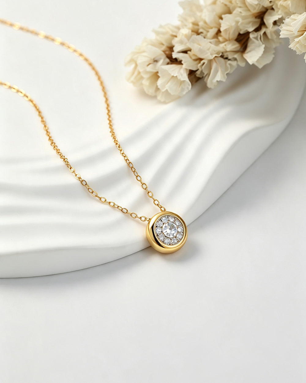 Square Solitaire CZ Pendant Necklace