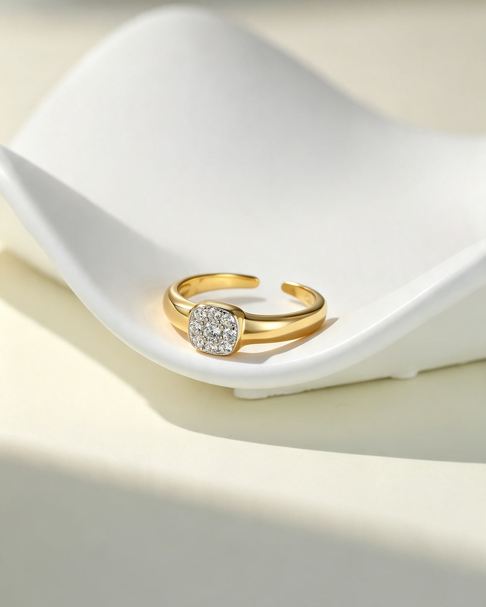 Cushion Cluster CZ Open Ring