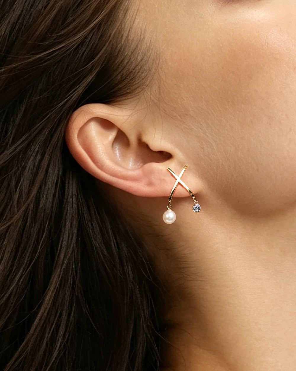 X-Shape CZ Drop Earrings