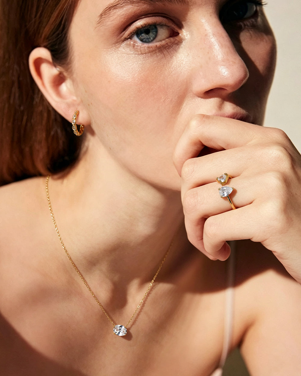 18K Gold Plated CZ Pendant Necklace