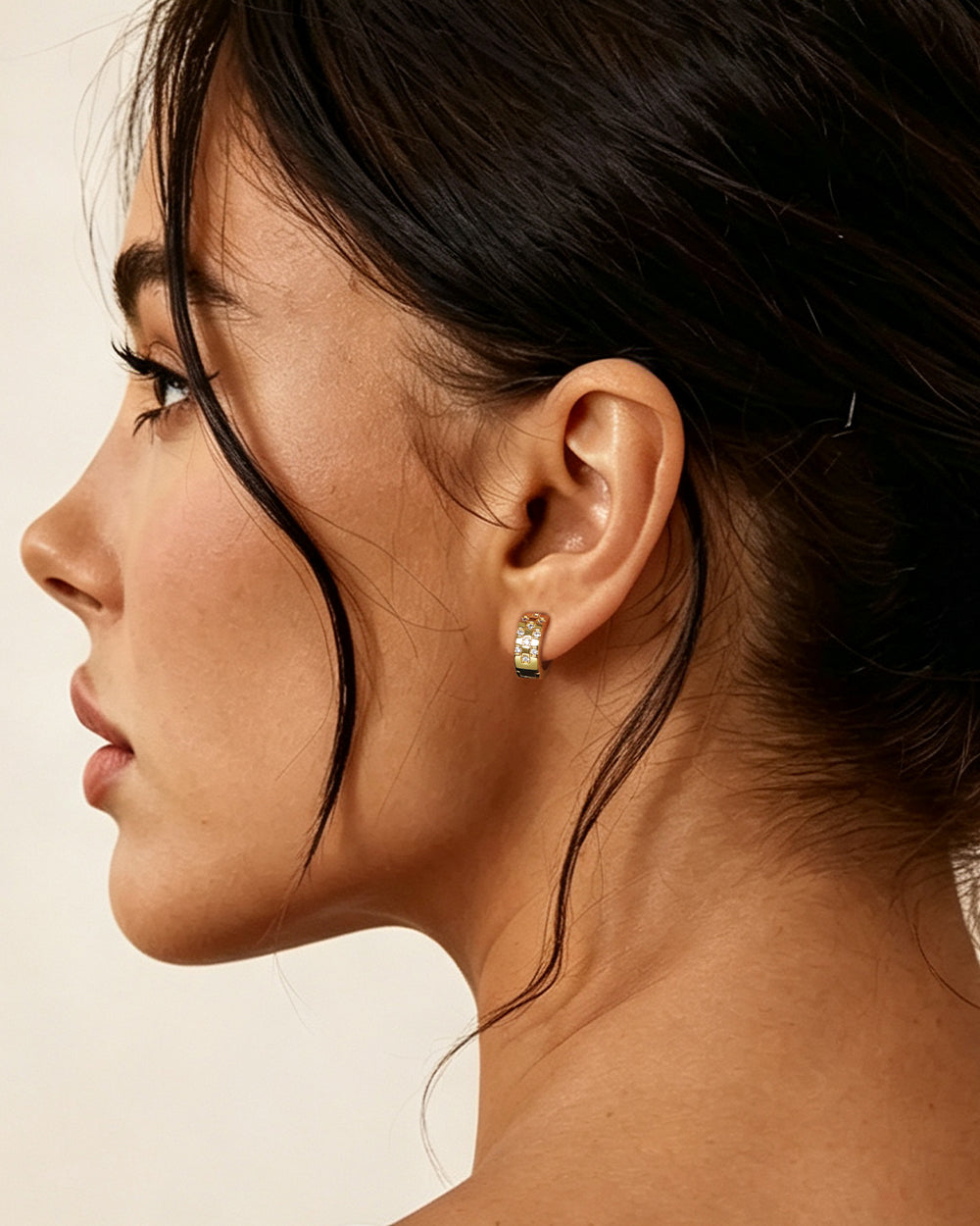 Oval CZ Hoop Earrings