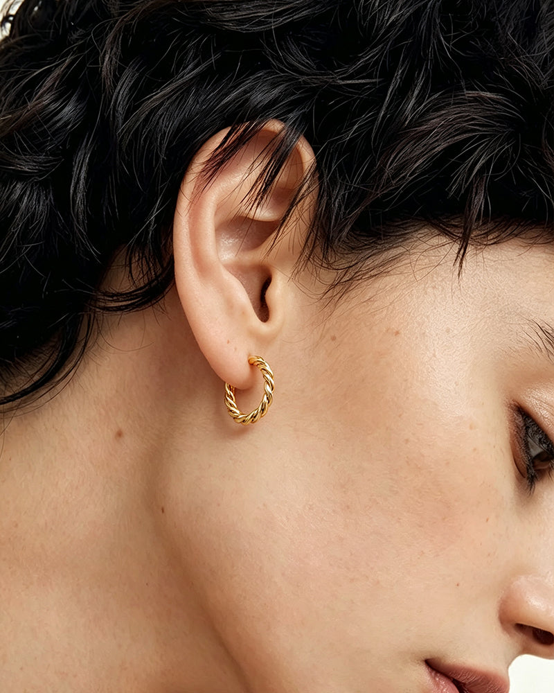 925 Sterling Silver with 18K Gold Plating Earrings for Women, Hoop Earrings, SA SILVERAGE
