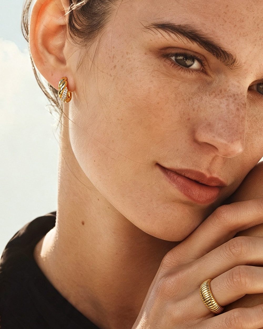 Twist Huggie Hoop Earrings