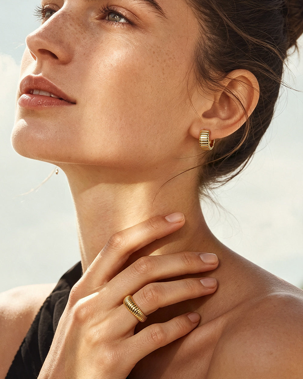 Ribbed Link Hoop Earrings