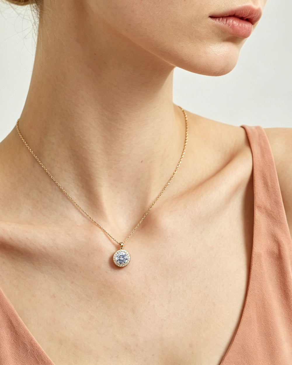 14K Gold Plated CZ Pendant Necklace