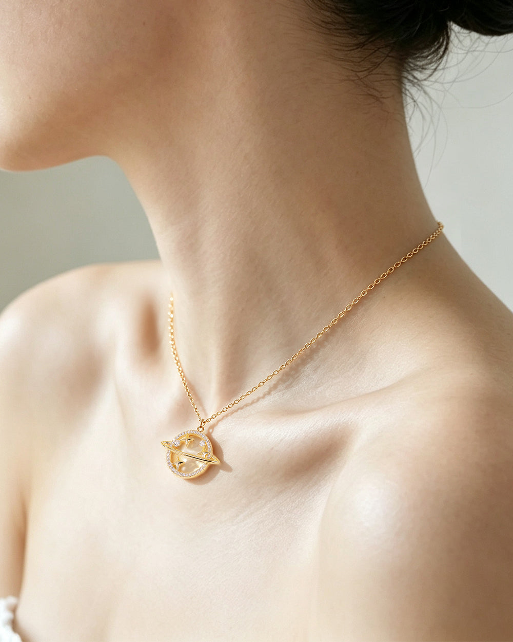 14K Gold Plated Large CZ Pendant Necklace