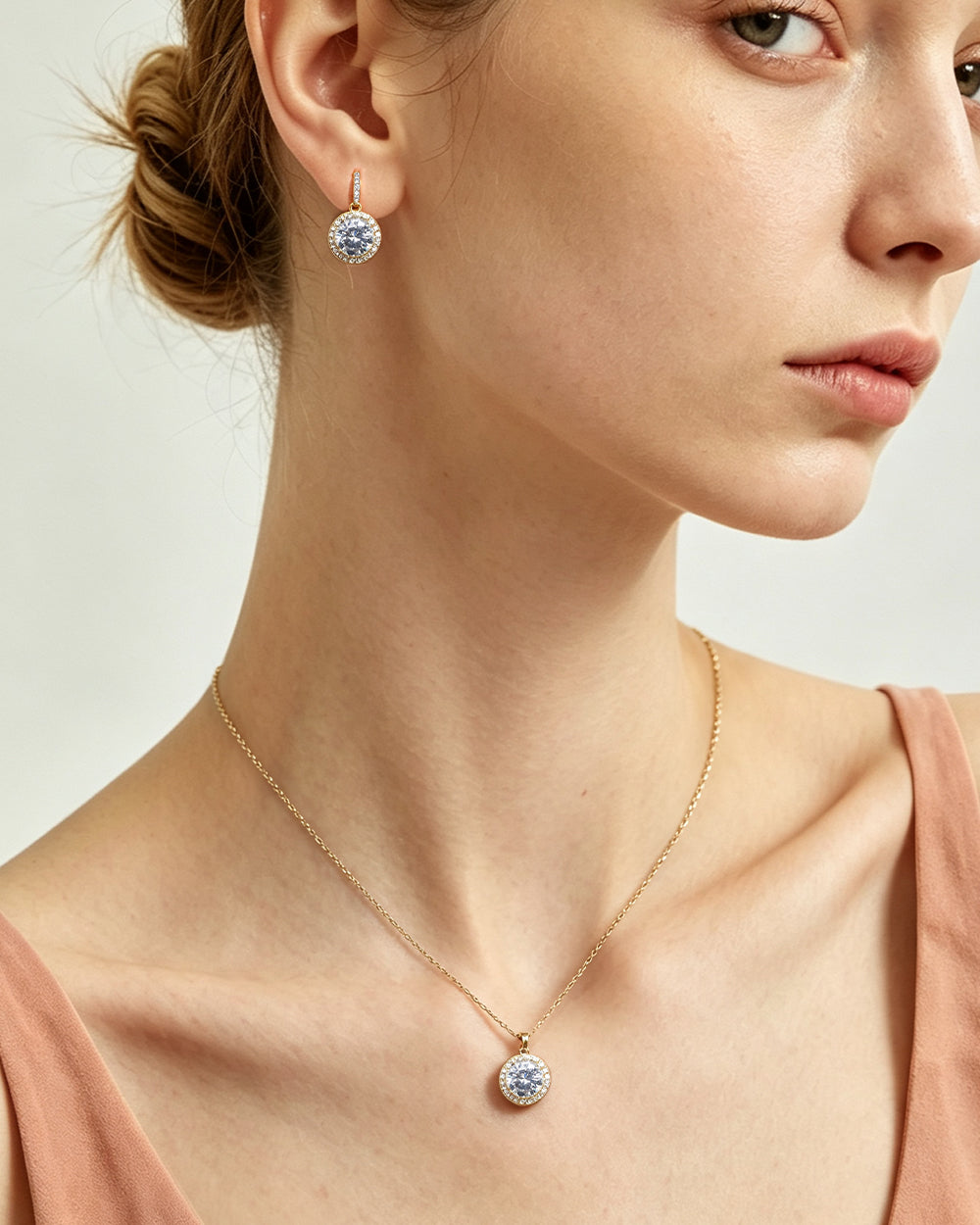 14K Gold Plated CZ Drop Earrings