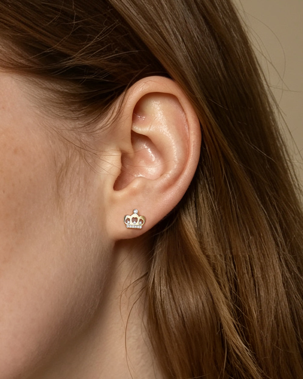 14K Gold Plated CZ Stud Earrings