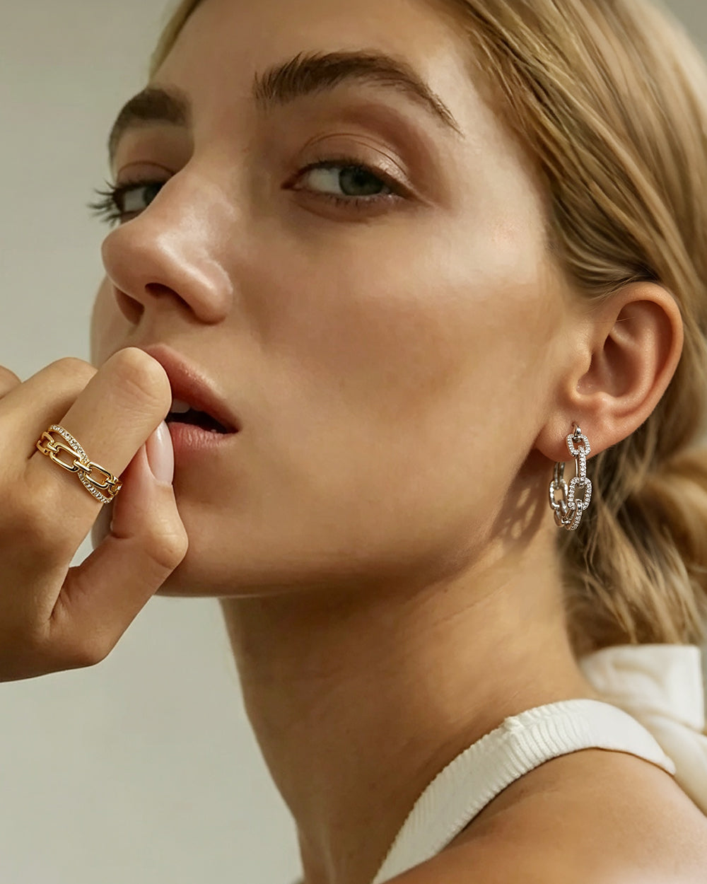 Paperclip Chain Hoop Earrings