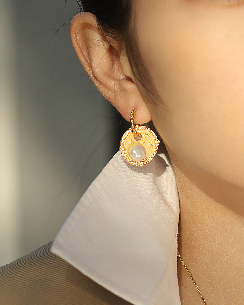 14K Gold Plated Pearl Drop Earrings