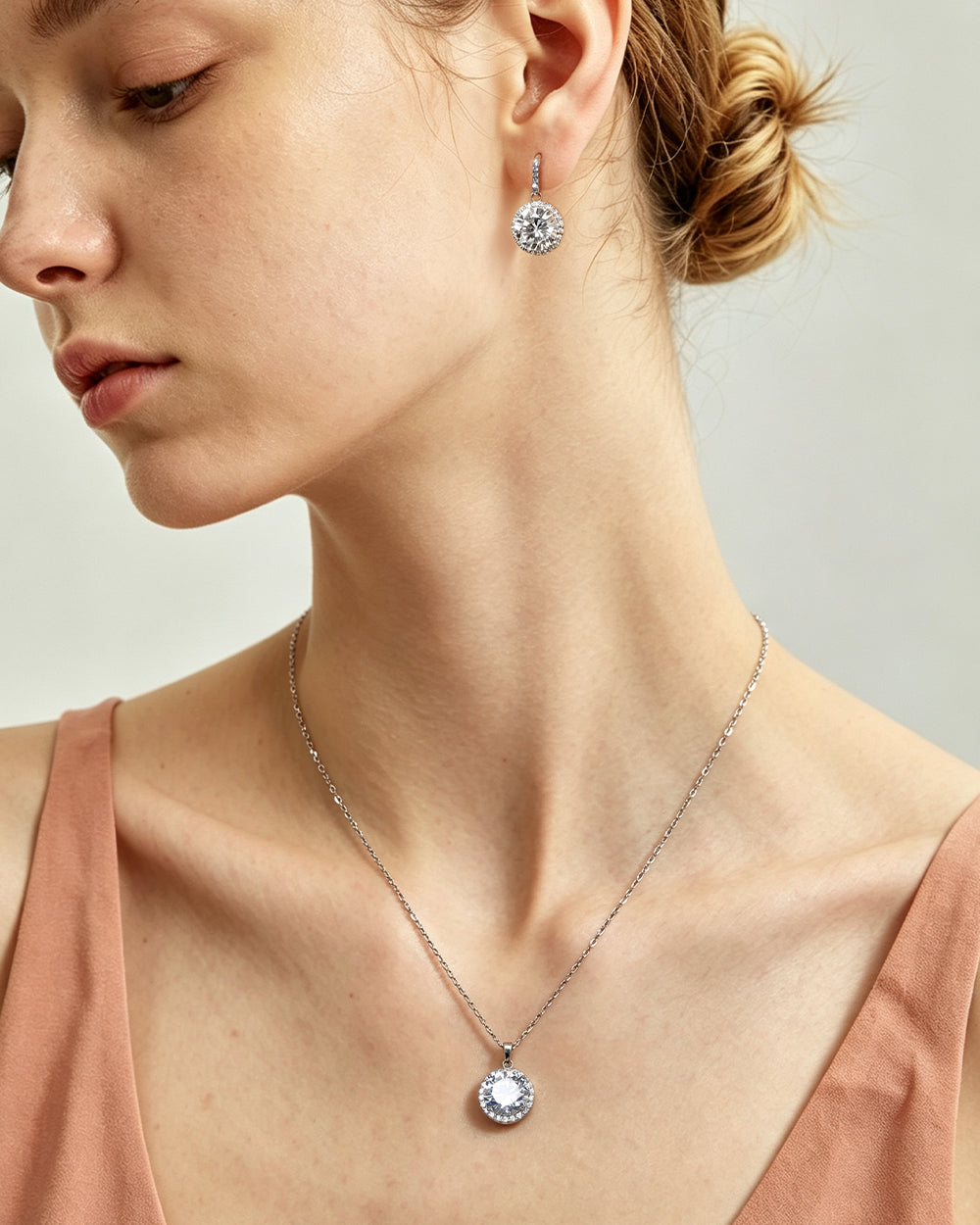 Rhodium Plated CZ Drop Earrings