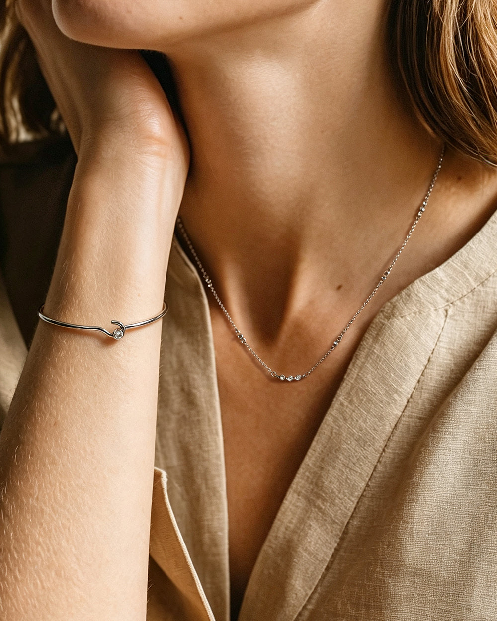 Rhodium Plated Classic CZ Pendant Necklace