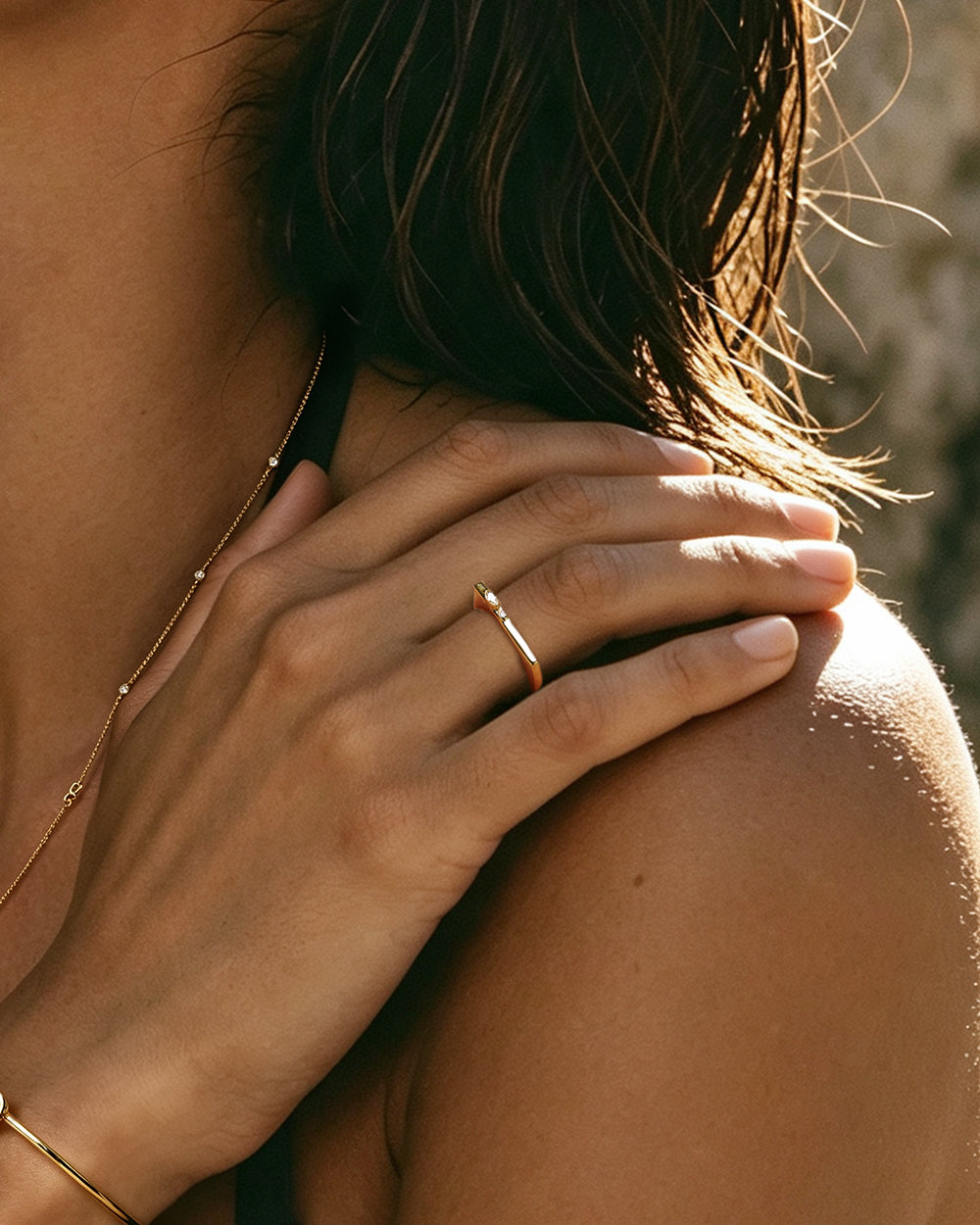 18K Gold Plated Delicate CZ Ring
