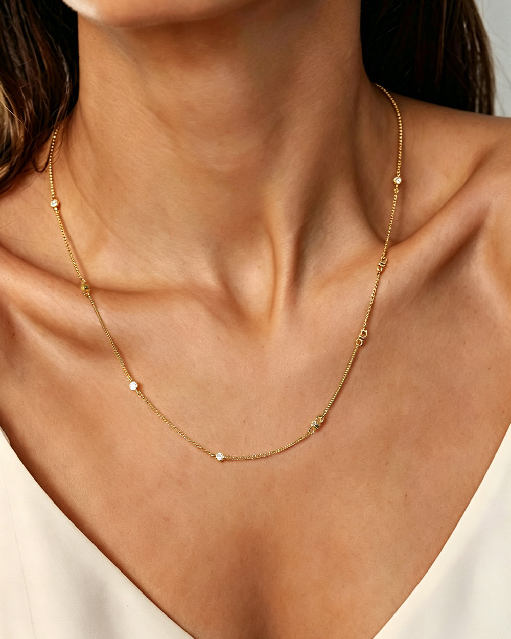 18K Gold Plated CZ Chain Necklace
