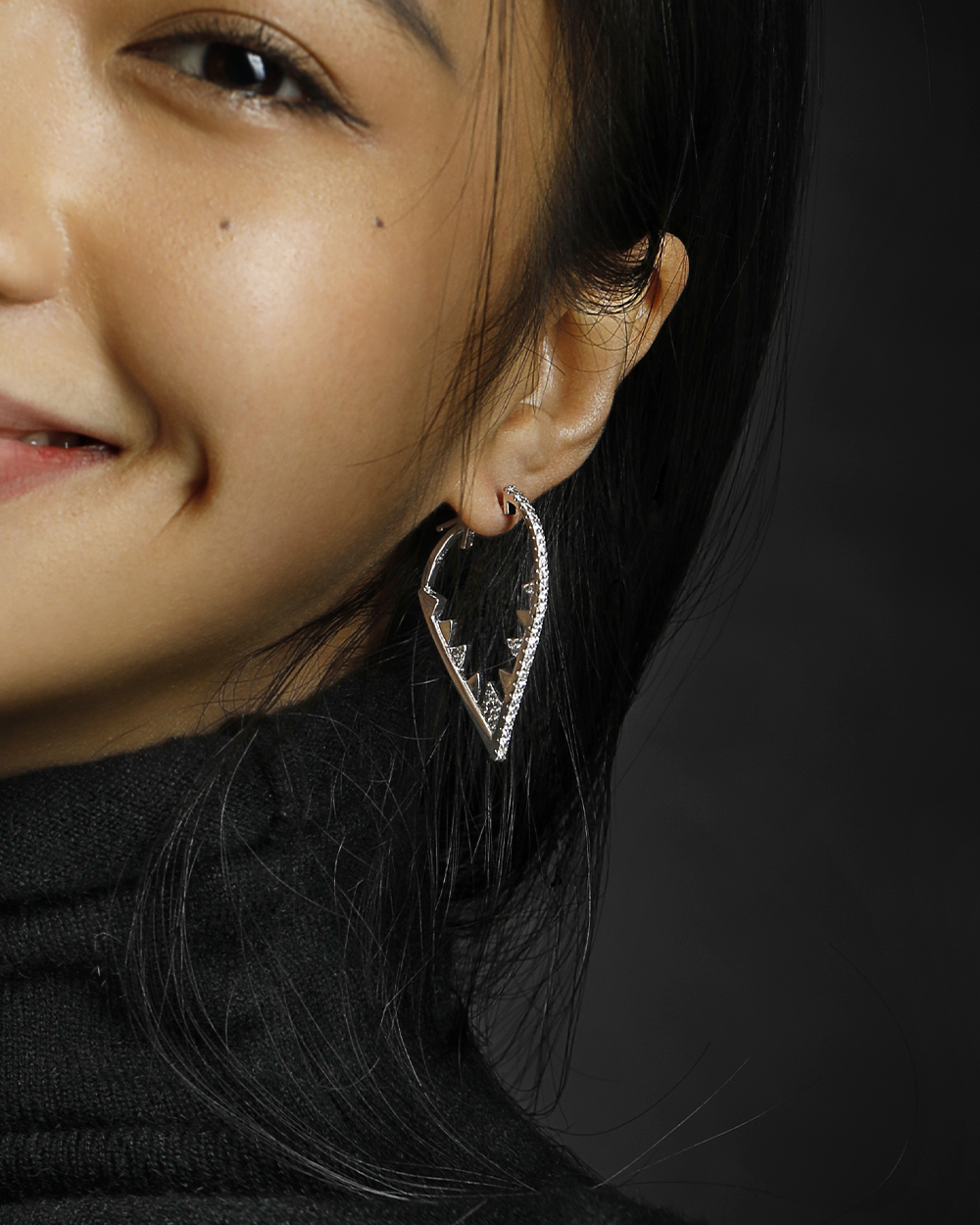 Rhodium Plated Long CZ Drop Earrings
