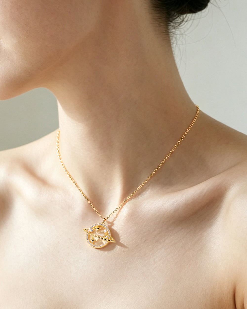 14K Gold Plated Large CZ Pendant Necklace
