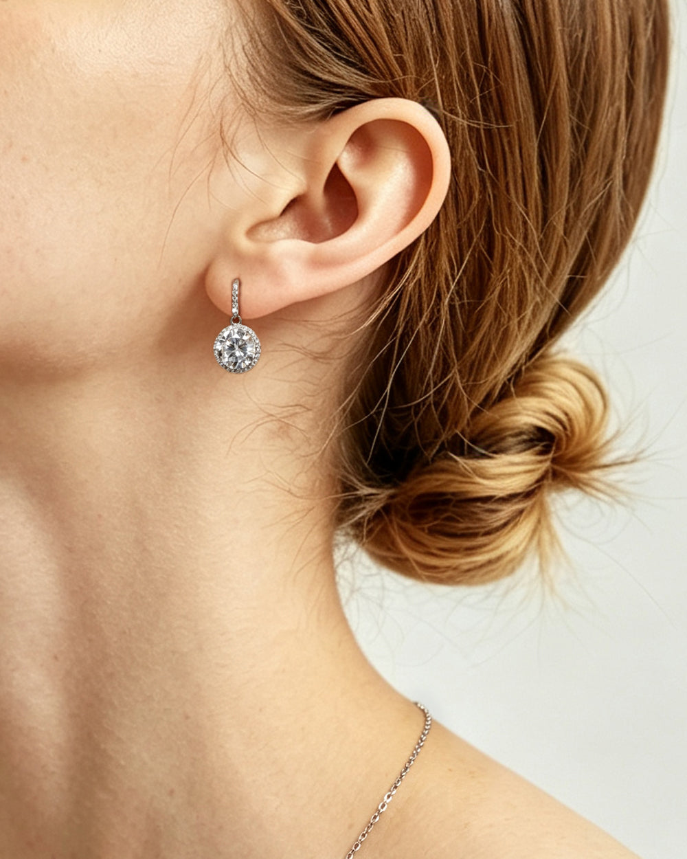 Rhodium Plated CZ Drop Earrings