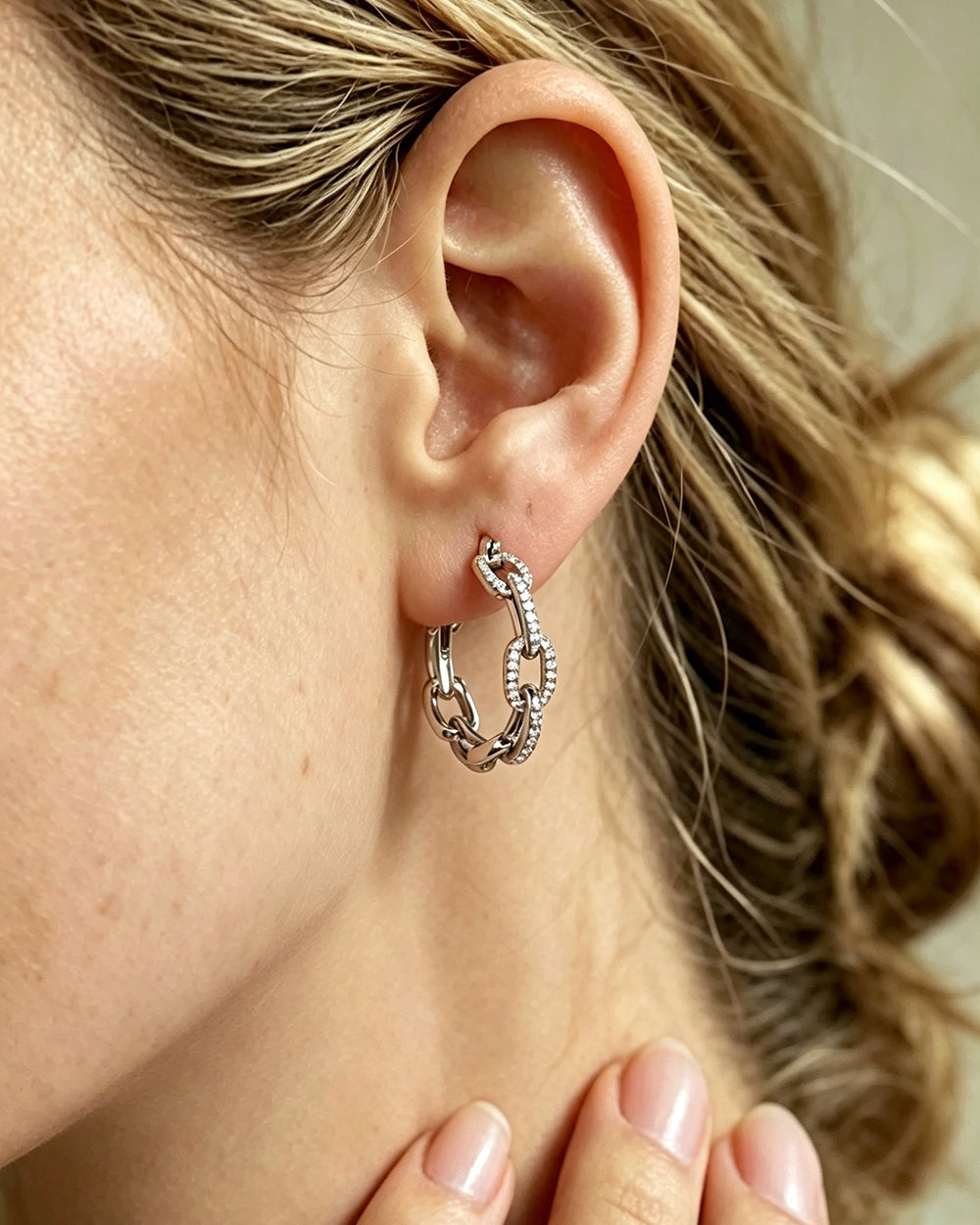 Paperclip Chain Hoop Earrings
