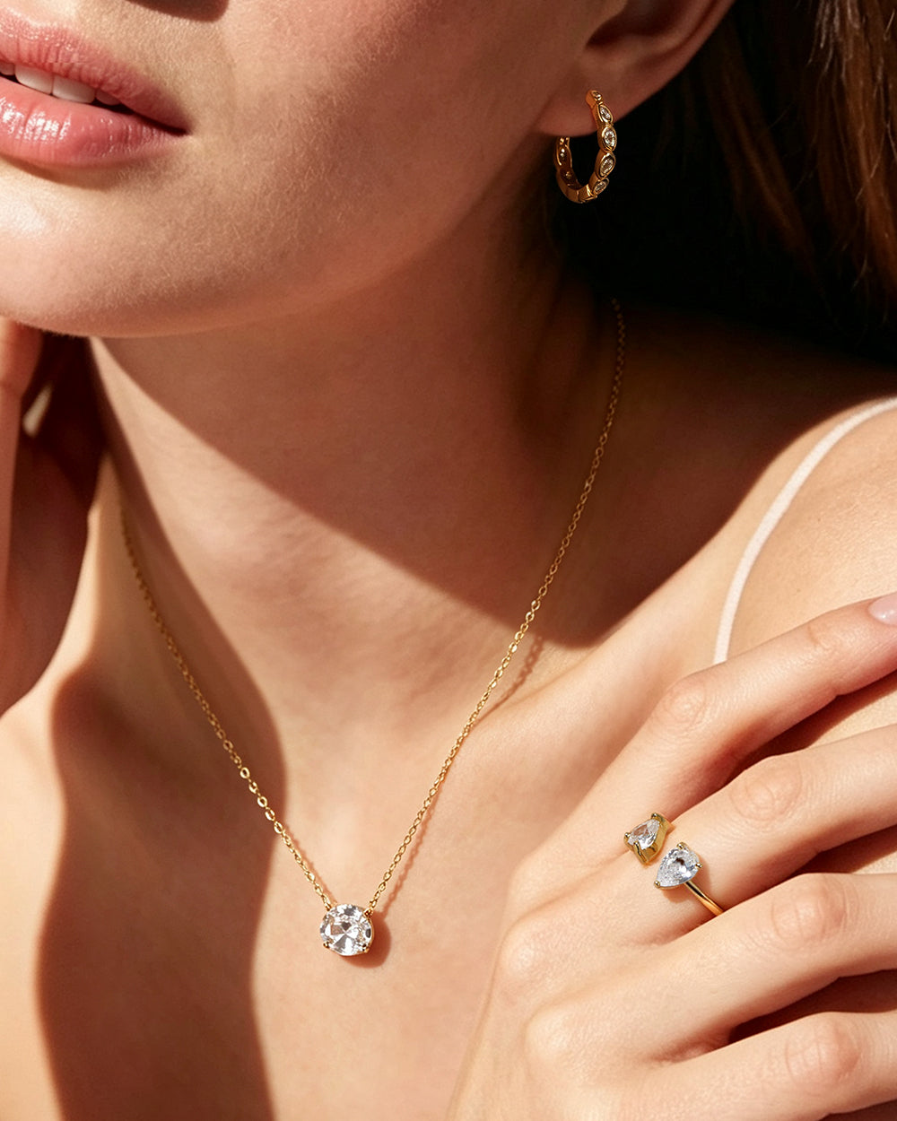 18K Gold Plated CZ Pendant Necklace