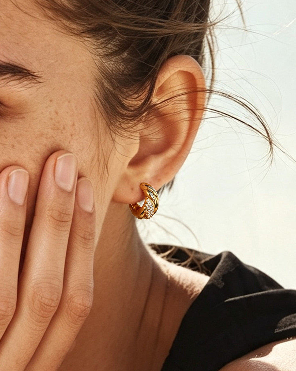 Twist Huggie Hoop Earrings