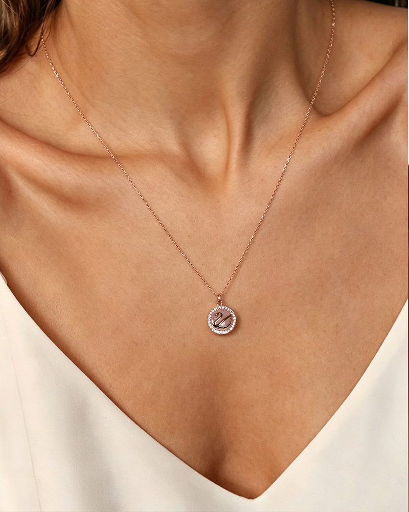 925 Sterling Silver with Rose Gold Plating & Cubic Zirconia Necklace for Women, Pendant Necklace, SA SILVERAGE