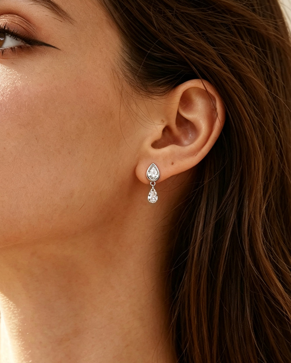 Slim CZ Drop Earrings