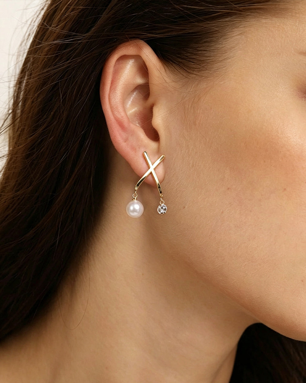 X-Shape CZ Drop Earrings