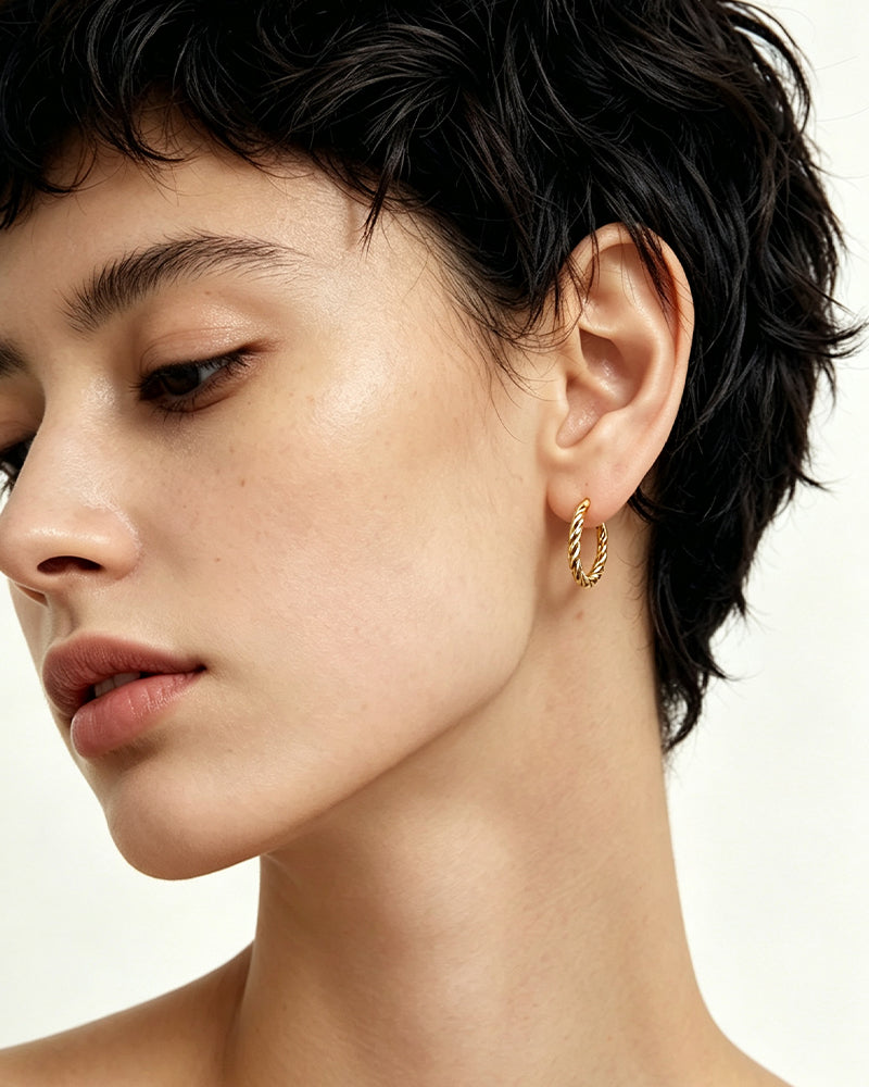 925 Sterling Silver with 18K Gold Plating Earrings for Women, Hoop Earrings, SA SILVERAGE