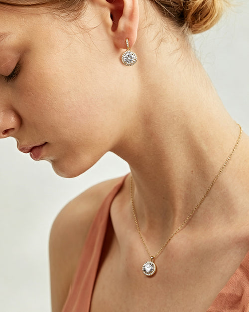 14K Gold Plated CZ Pendant Necklace