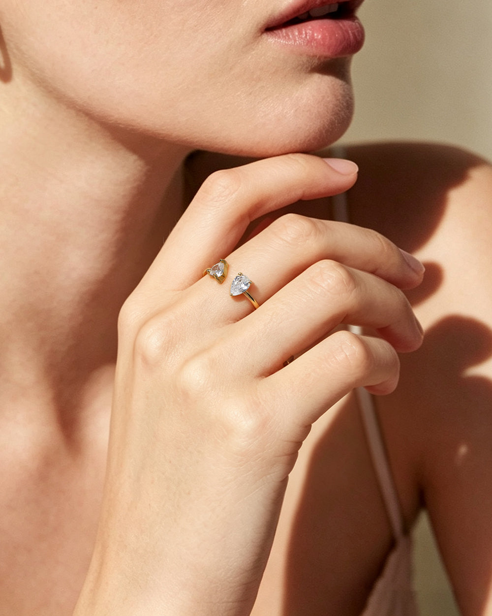 18K Gold Plated CZ Open Ring