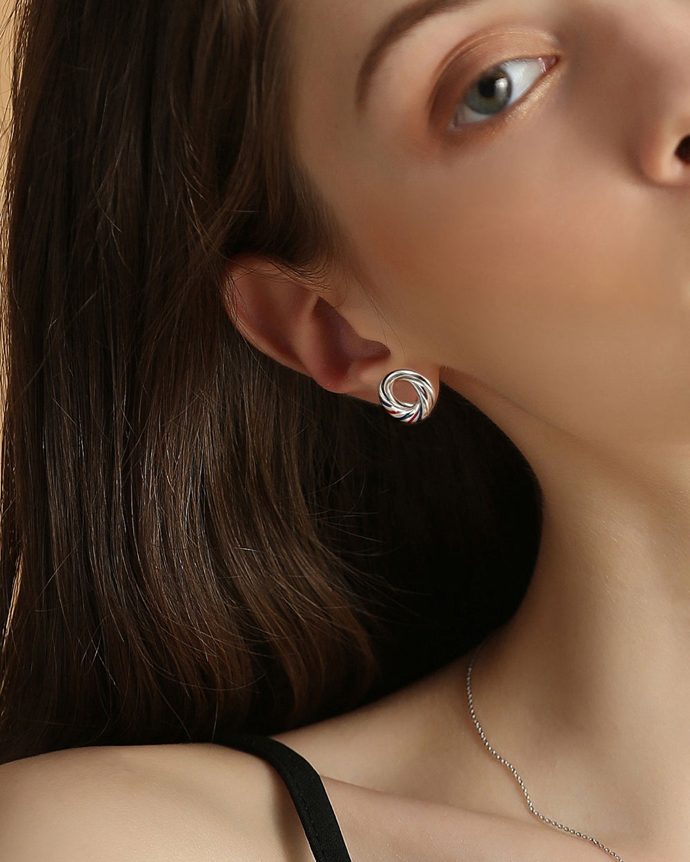Enamel Double Hoop Stud Earrings