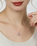 925 Sterling Silver with Rose Gold Plating & Cubic Zirconia Necklace for Women, Pendant Necklace, SA SILVERAGE