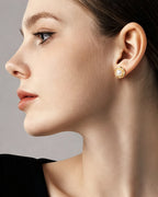 925 Sterling Silver with 18K Gold Plating & Freshwater Pearl Earrings for Women, Stud Earrings, SA SILVERAGE