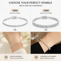 Tennis bracelet with 3 mm/5 mm cubic zirconia stones, shiny rhodium-plated, minimalist everyday jewelry, perfect for the first day back to school.