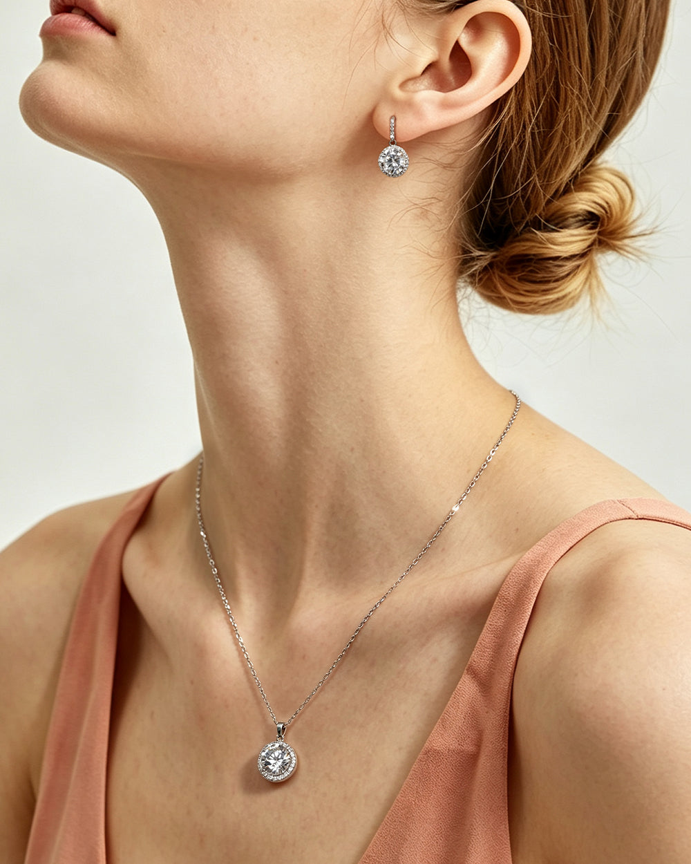 Rhodium Plated CZ Pendant Necklace