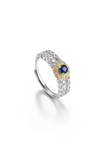 Rhodium Plated Sapphire CZ Open Ring